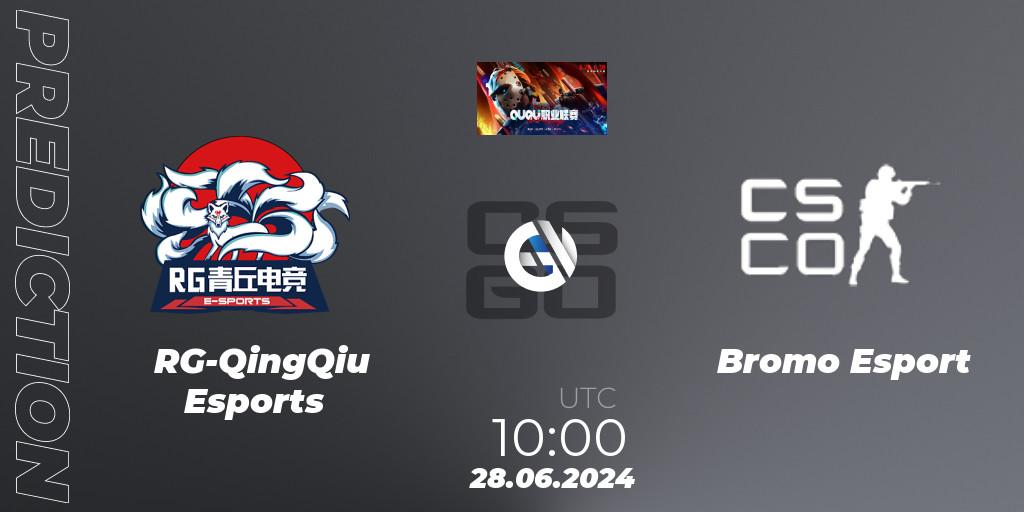 RG-QingQiu Esports vs Bromo Esport: Betting TIp, Match Prediction. 28.06.2024 at 10:00. Counter-Strike (CS2), QU Pro League