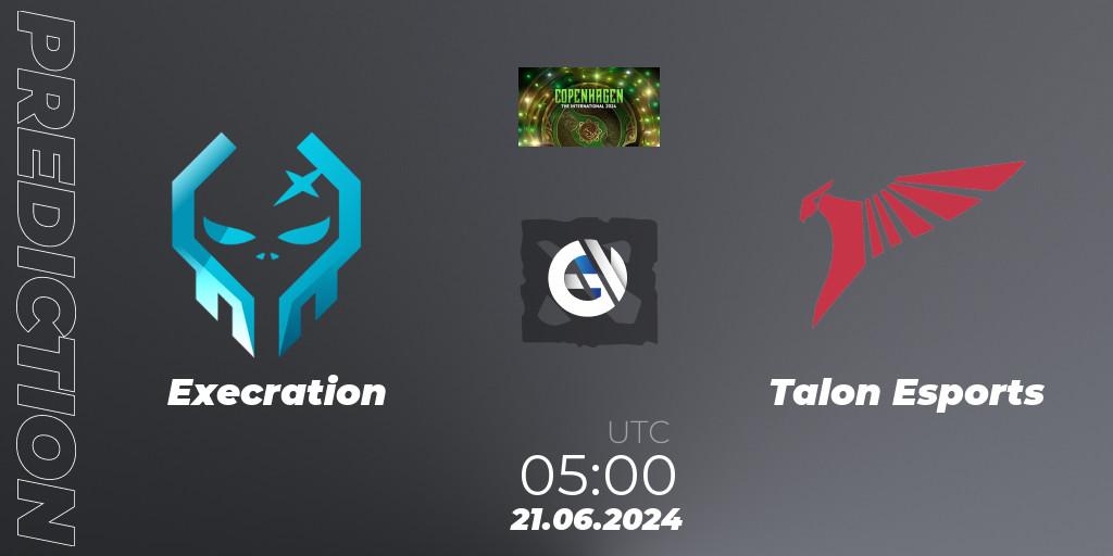 Execration vs Talon Esports: Betting TIp, Match Prediction. 21.06.2024 at 06:40. Dota 2, The International 2024: Southeast Asia Closed Qualifier