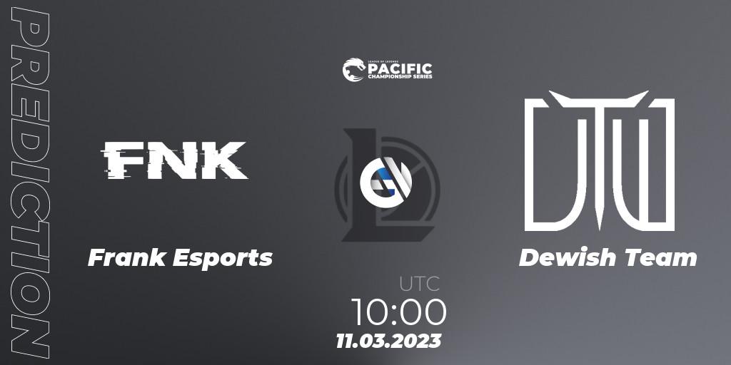 Frank Esports vs Dewish Team: Betting TIp, Match Prediction. 11.03.2023 at 10:00. LoL, PCS Spring 2023 - Group Stage