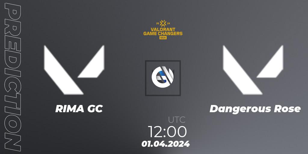 RIMA GC vs Dangerous Rose: Betting TIp, Match Prediction. 01.04.2024 at 11:30. VALORANT, VCT 2024: Game Changers SEA Stage 1