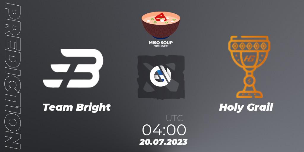 Team Bright vs Holy Grail: Betting TIp, Match Prediction. 20.07.2023 at 04:04. Dota 2, Moon Studio Miso Soup