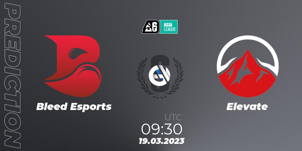 Bleed Esports vs Elevate: Betting TIp, Match Prediction. 19.03.2023 at 09:30. Rainbow Six, SEA League 2023 - Stage 1