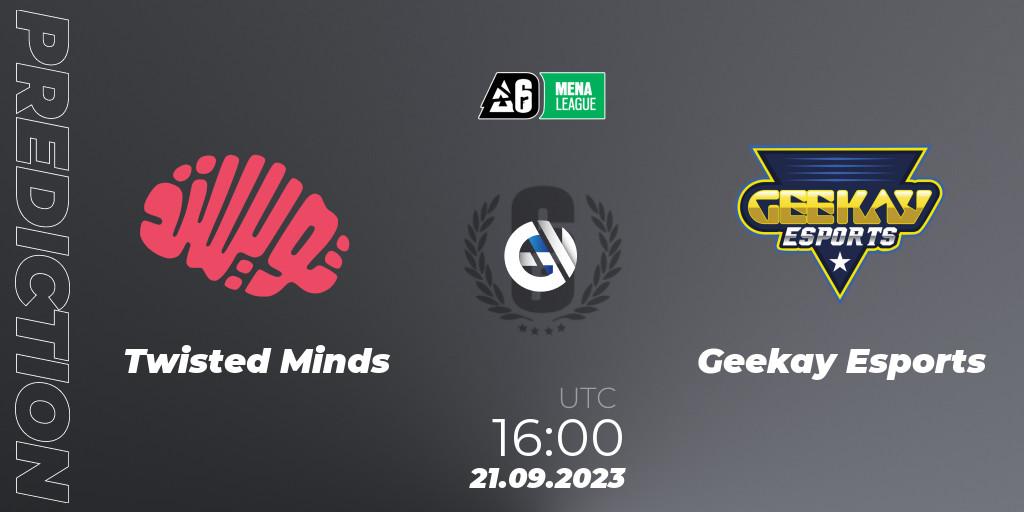 Twisted Minds vs Geekay Esports: Betting TIp, Match Prediction. 21.09.2023 at 16:00. Rainbow Six, MENA League 2023 - Stage 2