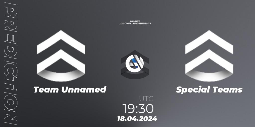Team Unnamed vs Special Teams: Betting TIp, Match Prediction. 18.04.2024 at 19:30. Call of Duty, Call of Duty Challengers 2024 - Elite 2: EU
