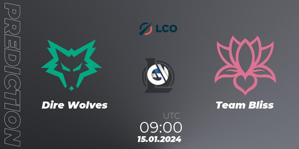 Dire Wolves vs Team Bliss: Betting TIp, Match Prediction. 15.01.24. LoL, LCO Split 1 2024 - Group Stage