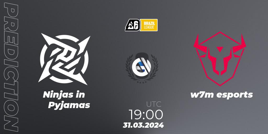 Ninjas in Pyjamas vs w7m esports: Betting TIp, Match Prediction. 31.03.2024 at 19:00. Rainbow Six, Brazil League 2024 - Stage 1