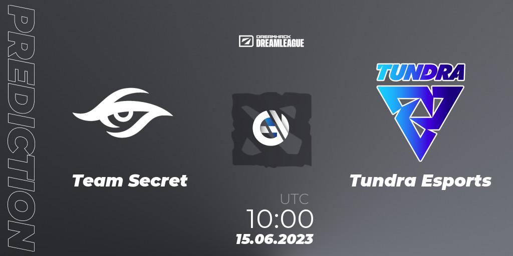 Team Secret vs Tundra Esports: Betting TIp, Match Prediction. 15.06.2023 at 09:55. Dota 2, DreamLeague Season 20 - Group Stage 1