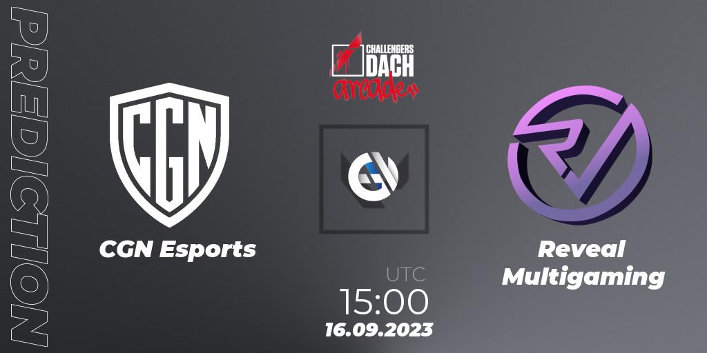 CGN Esports vs Reveal Multigaming: Betting TIp, Match Prediction. 16.09.2023 at 15:00. VALORANT, VALORANT Challengers 2023 DACH: Arcade