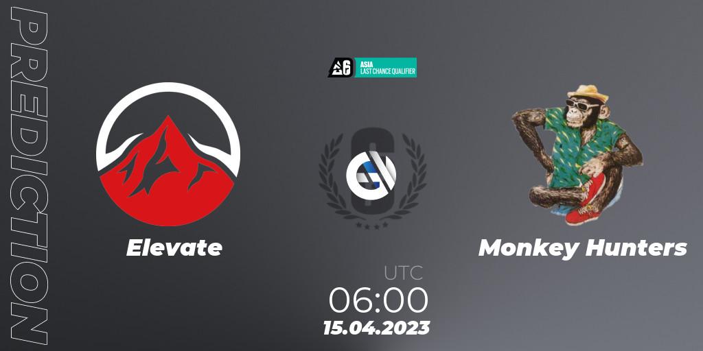 Elevate vs Monkey Hunters: Betting TIp, Match Prediction. 15.04.2023 at 08:00. Rainbow Six, Asia League 2023 - Stage 1 - Last Chance Qualifiers