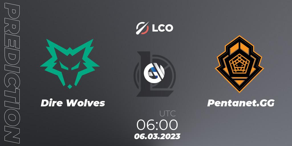 Dire Wolves vs Pentanet.GG: Betting TIp, Match Prediction. 06.03.2023 at 06:00. LoL, LCO Split 1 2023 - Group Stage