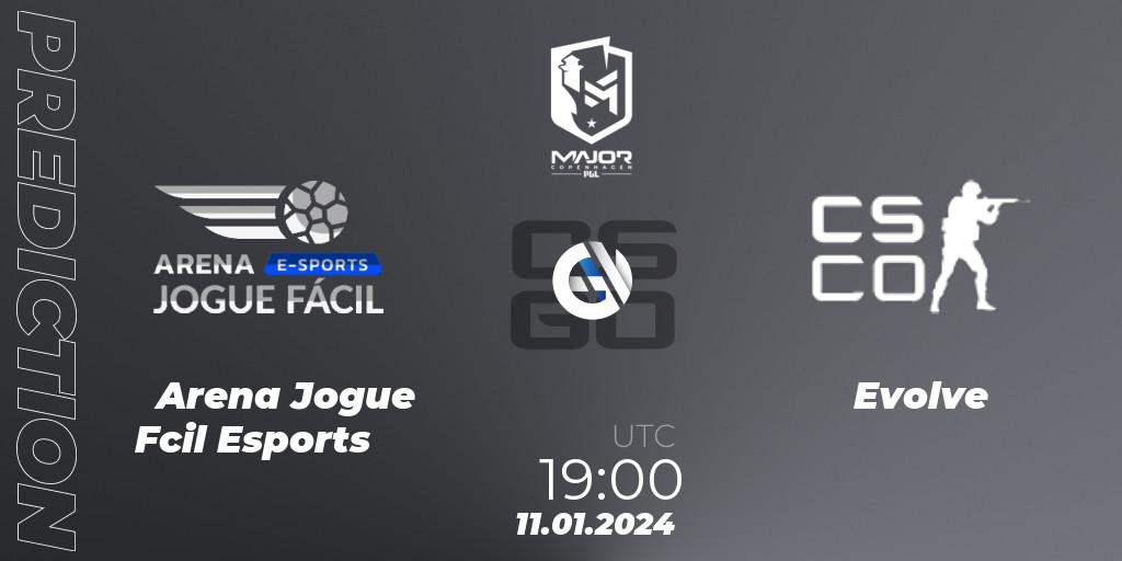 Arena Jogue Fácil Esports vs Evolve: Betting TIp, Match Prediction. 11.01.24. CS2 (CS:GO), PGL CS2 Major Copenhagen 2024 South America RMR Open Qualifier 2