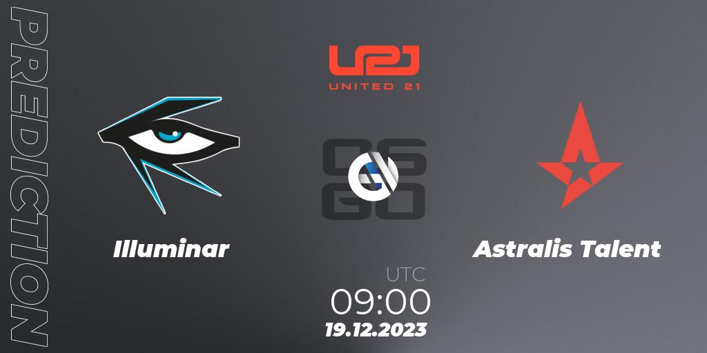 Illuminar vs Astralis Talent: Betting TIp, Match Prediction. 19.12.2023 at 10:00. Counter-Strike (CS2), United21 Season 9
