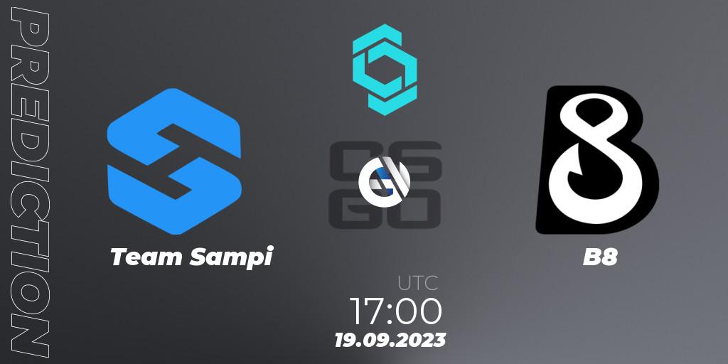 Team Sampi vs B8: Betting TIp, Match Prediction. 19.09.2023 at 17:00. Counter-Strike (CS2), CCT North Europe Series #8