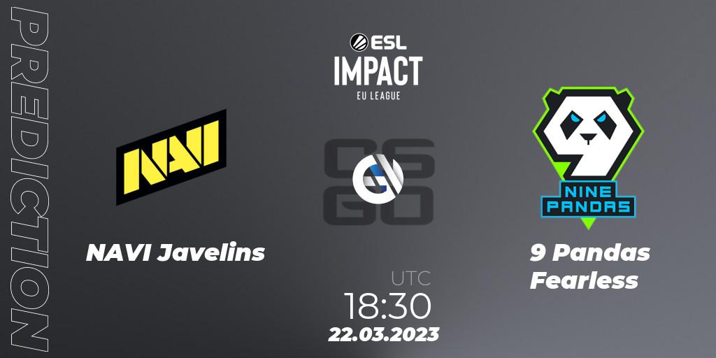 NAVI Javelins vs 9 Pandas Fearless: Betting TIp, Match Prediction. 22.03.23. CS2 (CS:GO), ESL Impact League Season 3: European Division
