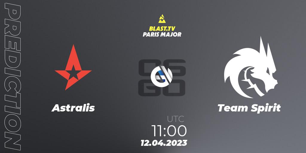 Astralis vs Team Spirit: Betting TIp, Match Prediction. 12.04.2023 at 10:50. Counter-Strike (CS2), BLAST.tv Paris Major 2023 Europe RMR B