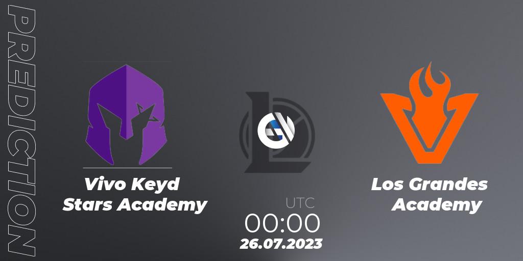 Vivo Keyd Stars Academy vs Los Grandes Academy: Betting TIp, Match Prediction. 26.07.2023 at 00:00. LoL, CBLOL Academy Split 2 2023 - Group Stage
