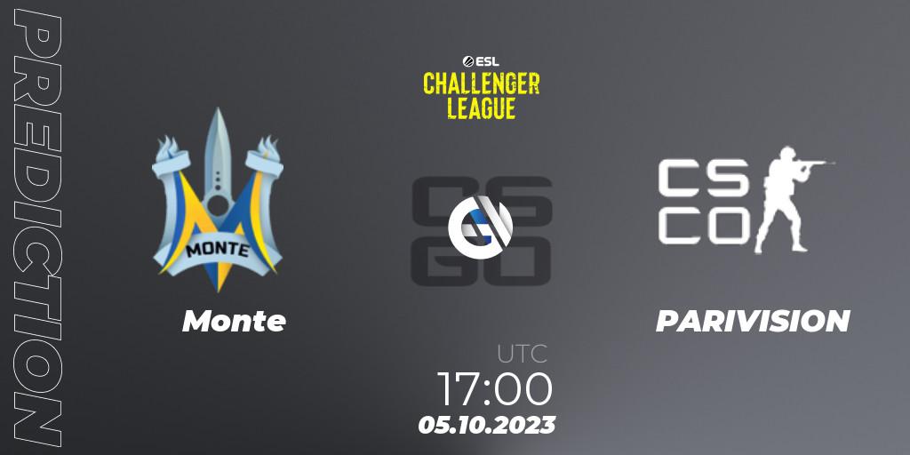 Monte vs PARIVISION: Betting TIp, Match Prediction. 05.10.23. CS2 (CS:GO), ESL Challenger League Season 46: Europe