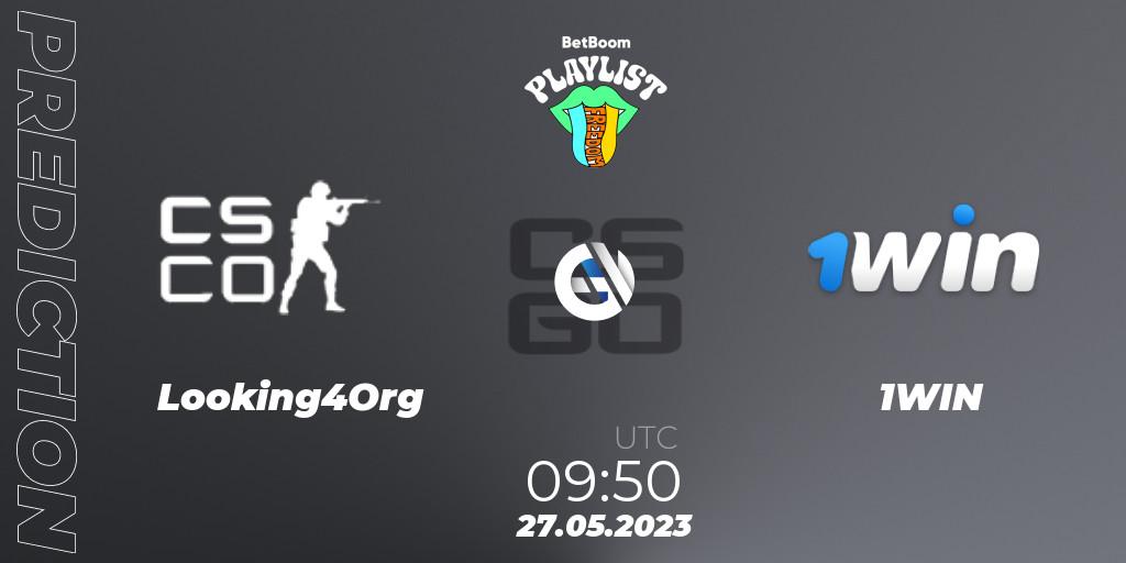 Looking4Org vs 1WIN: Betting TIp, Match Prediction. 27.05.2023 at 09:50. Counter-Strike (CS2), BetBoom Playlist. Freedom