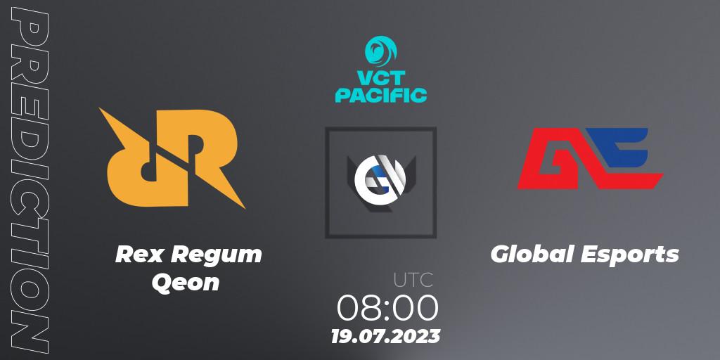 Rex Regum Qeon vs Global Esports: Betting TIp, Match Prediction. 19.07.2023 at 08:00. VALORANT, VALORANT Champions Tour 2023: Pacific Last Chance Qualifier