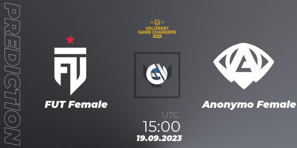 FUT Female vs Anonymo Female: Betting TIp, Match Prediction. 19.09.2023 at 15:00. VALORANT, VCT 2023: Game Changers EMEA Stage 3 - Group Stage
