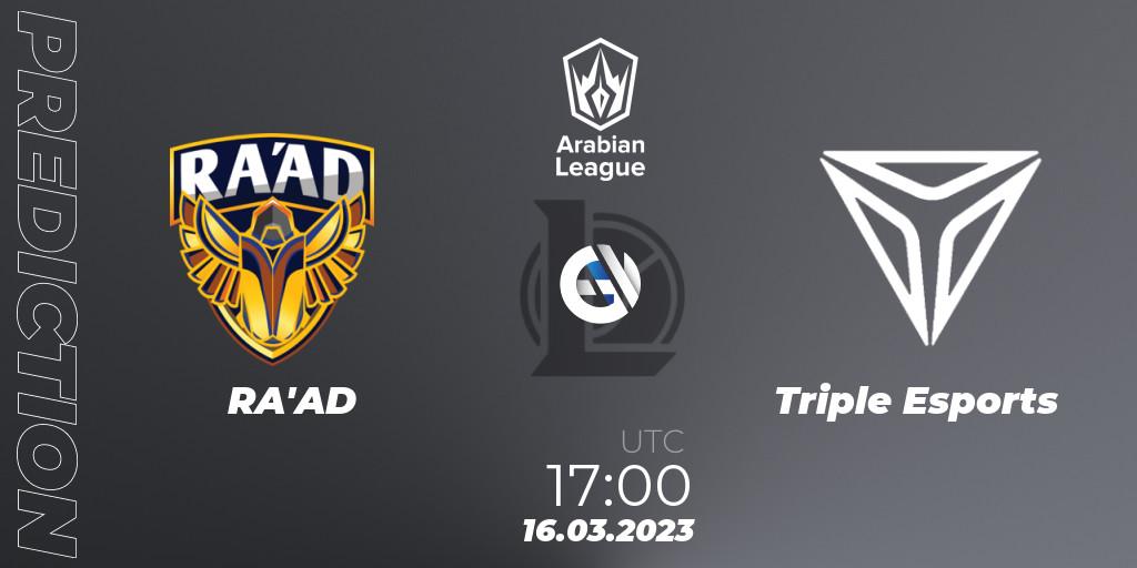 RA'AD vs Triple Esports: Betting TIp, Match Prediction. 16.03.23. LoL, Arabian League 2nd Division Spring 2023