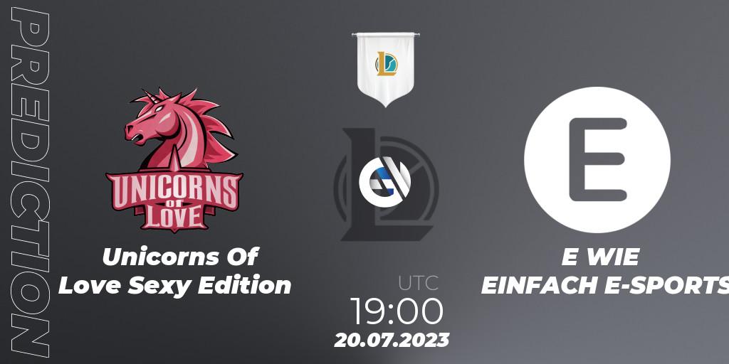 Unicorns Of Love Sexy Edition vs E WIE EINFACH E-SPORTS: Betting TIp, Match Prediction. 20.07.23. LoL, Prime League Summer 2023 - Group Stage