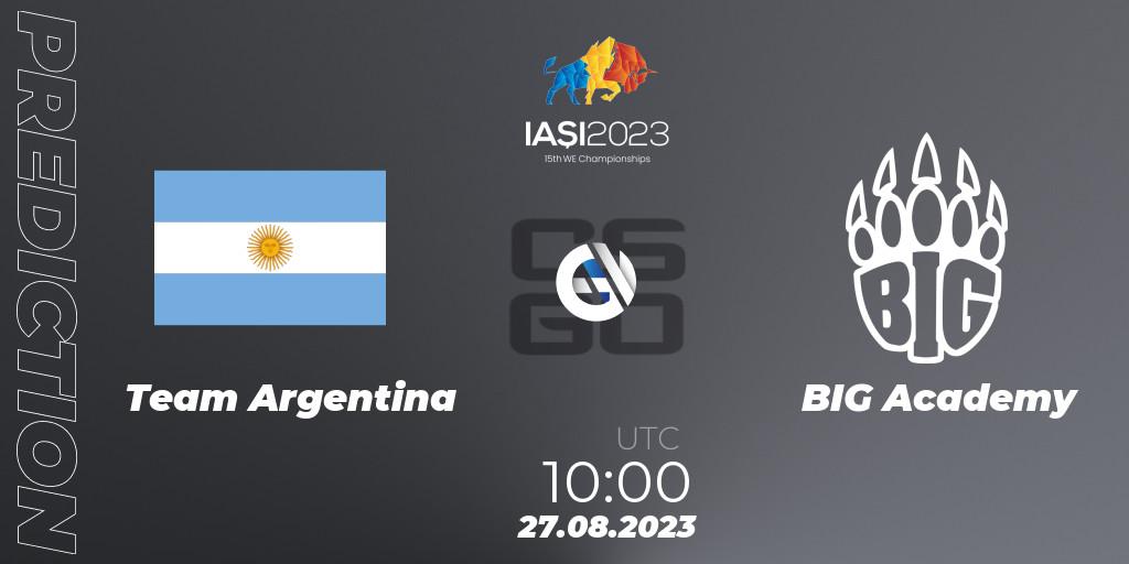 Team Argentina vs BIG Academy: Betting TIp, Match Prediction. 27.08.23. CS2 (CS:GO), IESF World Esports Championship 2023