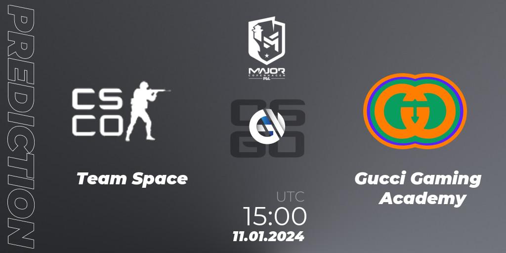 Team Space vs Gucci Gaming Academy: Betting TIp, Match Prediction. 11.01.2024 at 15:00. Counter-Strike (CS2), PGL CS2 Major Copenhagen 2024 Europe RMR Open Qualifier 2