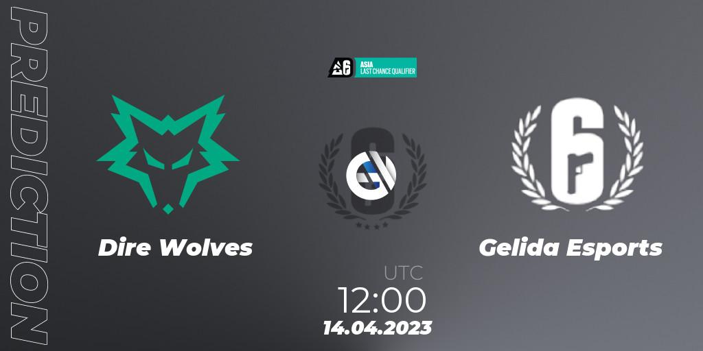 Dire Wolves vs Gelida Esports: Betting TIp, Match Prediction. 15.04.2023 at 06:00. Rainbow Six, Asia League 2023 - Stage 1 - Last Chance Qualifiers