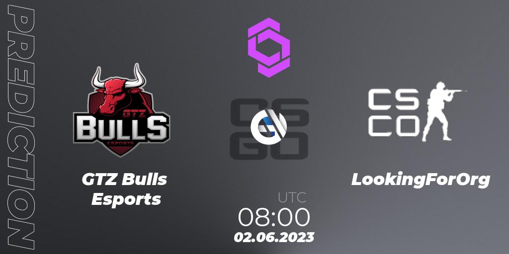 GTZ Bulls Esports vs LookingForOrg: Betting TIp, Match Prediction. 02.06.2023 at 08:00. Counter-Strike (CS2), CCT West Europe Series 4
