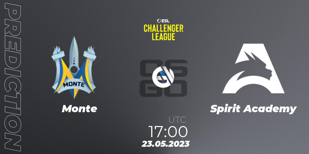 Monte vs Spirit Academy: Betting TIp, Match Prediction. 24.05.2023 at 12:00. Counter-Strike (CS2), ESL Challenger League Season 45: Europe