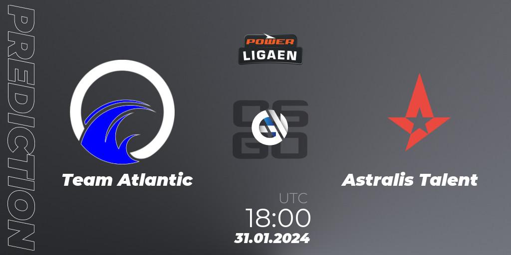 Team Atlantic vs Astralis Talent: Betting TIp, Match Prediction. 31.01.2024 at 18:00. Counter-Strike (CS2), Dust2.dk Ligaen Season 25