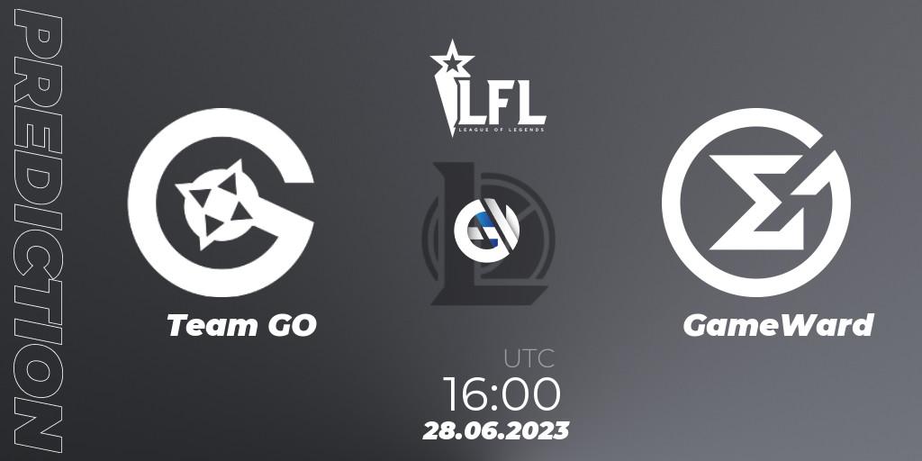 Team GO vs GameWard: Betting TIp, Match Prediction. 28.06.2023 at 16:00. LoL, LFL Summer 2023 - Group Stage