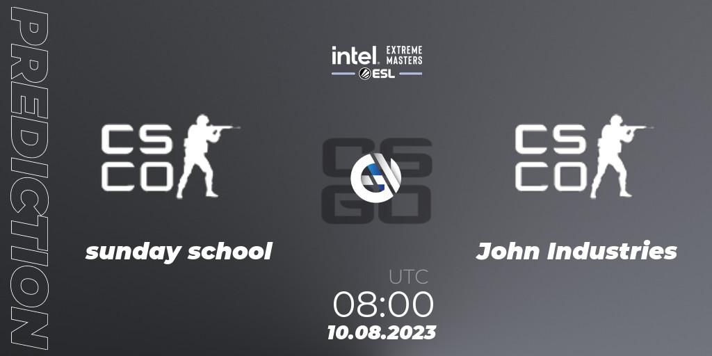 sunday school vs John Industries: Betting TIp, Match Prediction. 10.08.2023 at 08:00. Counter-Strike (CS2), IEM Sydney 2023 Oceania Open Qualifier 1