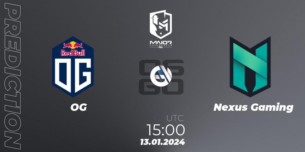 OG vs Nexus Gaming: Betting TIp, Match Prediction. 13.01.24. CS2 (CS:GO), PGL CS2 Major Copenhagen 2024 Europe RMR Open Qualifier 3