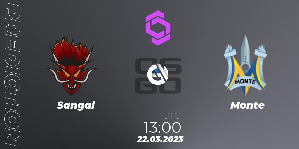 Sangal vs Monte: Betting TIp, Match Prediction. 22.03.2023 at 13:00. Counter-Strike (CS2), CCT West Europe Series #2