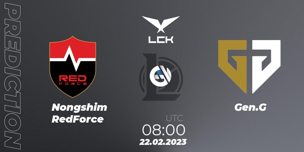 Nongshim RedForce vs Gen.G: Betting TIp, Match Prediction. 22.02.2023 at 08:00. LoL, LCK Spring 2023 - Group Stage