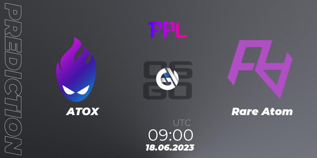 ATOX vs Rare Atom: Betting TIp, Match Prediction. 18.06.2023 at 09:00. Counter-Strike (CS2), Perfect World Arena Premier League Season 4
