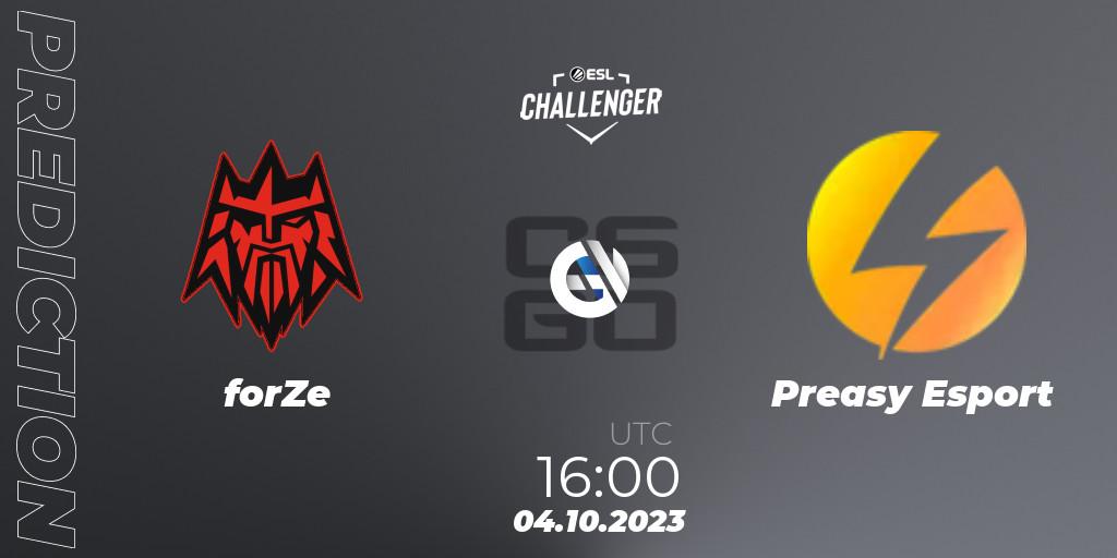forZe vs Preasy Esport: Betting TIp, Match Prediction. 04.10.23. CS2 (CS:GO), ESL Challenger at DreamHack Winter 2023: European Open Qualifier