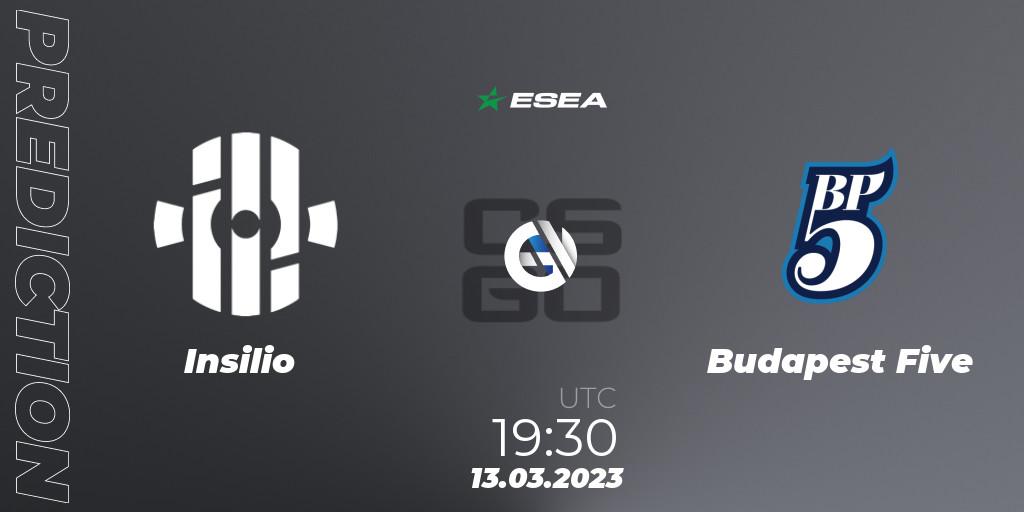 Insilio vs Budapest Five: Betting TIp, Match Prediction. 13.03.23. CS2 (CS:GO), ESEA Season 44: Advanced Division - Europe