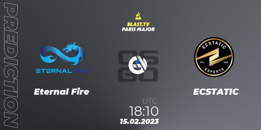 Eternal Fire vs ECSTATIC: Betting TIp, Match Prediction. 15.02.2023 at 18:30. Counter-Strike (CS2), BLAST.tv Paris Major 2023 Europe RMR Open Qualifier 2