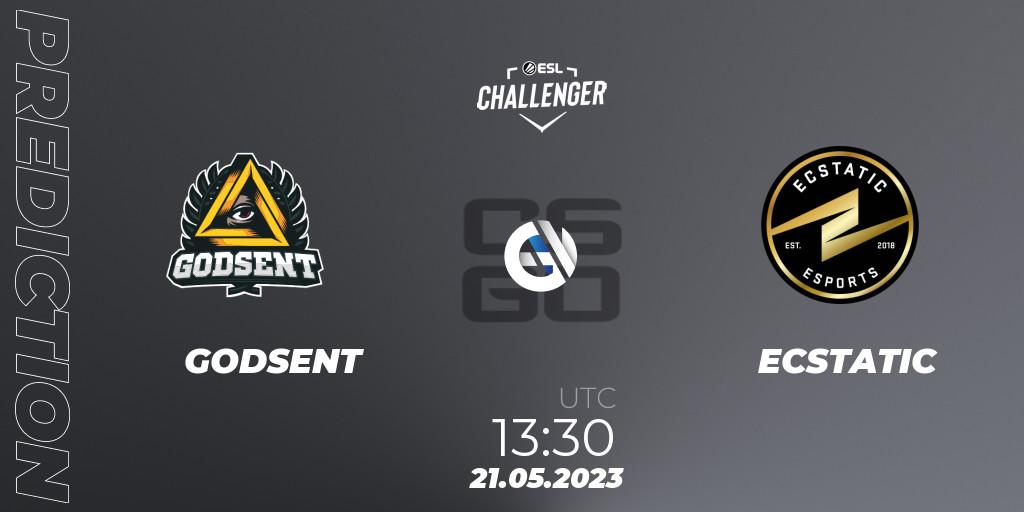 GODSENT vs ECSTATIC: Betting TIp, Match Prediction. 21.05.2023 at 13:30. Counter-Strike (CS2), ESL Challenger Katowice 2023: European Qualifier