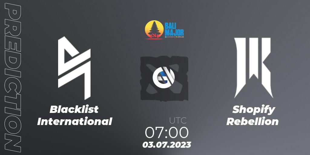 Blacklist International vs Shopify Rebellion: Betting TIp, Match Prediction. 03.07.2023 at 07:39. Dota 2, Bali Major 2023 - Group Stage