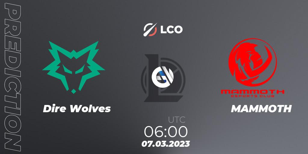 Dire Wolves vs MAMMOTH: Betting TIp, Match Prediction. 07.03.23. LoL, LCO Split 1 2023 - Group Stage