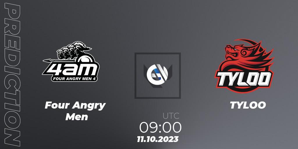 Four Angry Men vs TYLOO: Betting TIp, Match Prediction. 11.10.23. VALORANT, VALORANT China Evolution Series Act 2: Selection - Play-In
