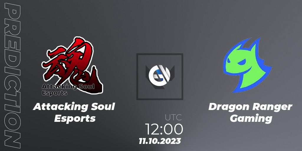 Attacking Soul Esports vs Dragon Ranger Gaming: Betting TIp, Match Prediction. 11.10.2023 at 12:00. VALORANT, VALORANT China Evolution Series Act 2: Selection - Play-In