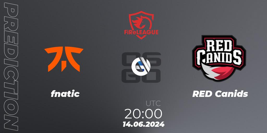 fnatic vs RED Canids: Betting TIp, Match Prediction. 14.06.2024 at 21:10. Counter-Strike (CS2), FiReLEAGUE 2023 Global Finals