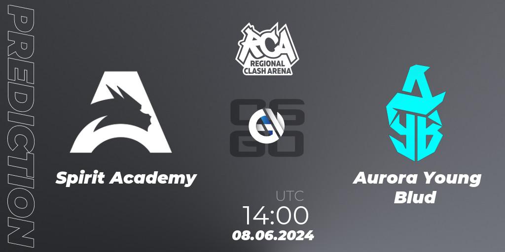 Spirit Academy vs Aurora Young Blud: Betting TIp, Match Prediction. 08.06.2024 at 14:00. Counter-Strike (CS2), Regional Clash Arena CIS
