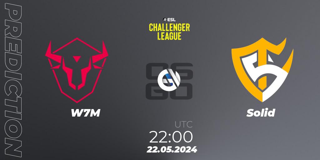 W7M vs Solid: Betting TIp, Match Prediction. 22.05.2024 at 22:00. Counter-Strike (CS2), ESL Challenger League Season 47: South America