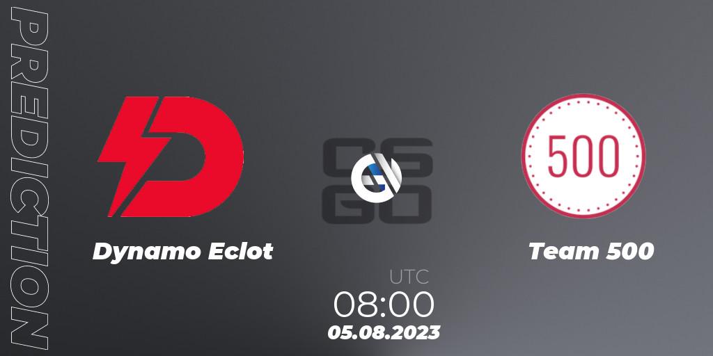 Dynamo Eclot vs Team 500: Betting TIp, Match Prediction. 05.08.2023 at 08:00. Counter-Strike (CS2), European Pro League Season 10: Division 2